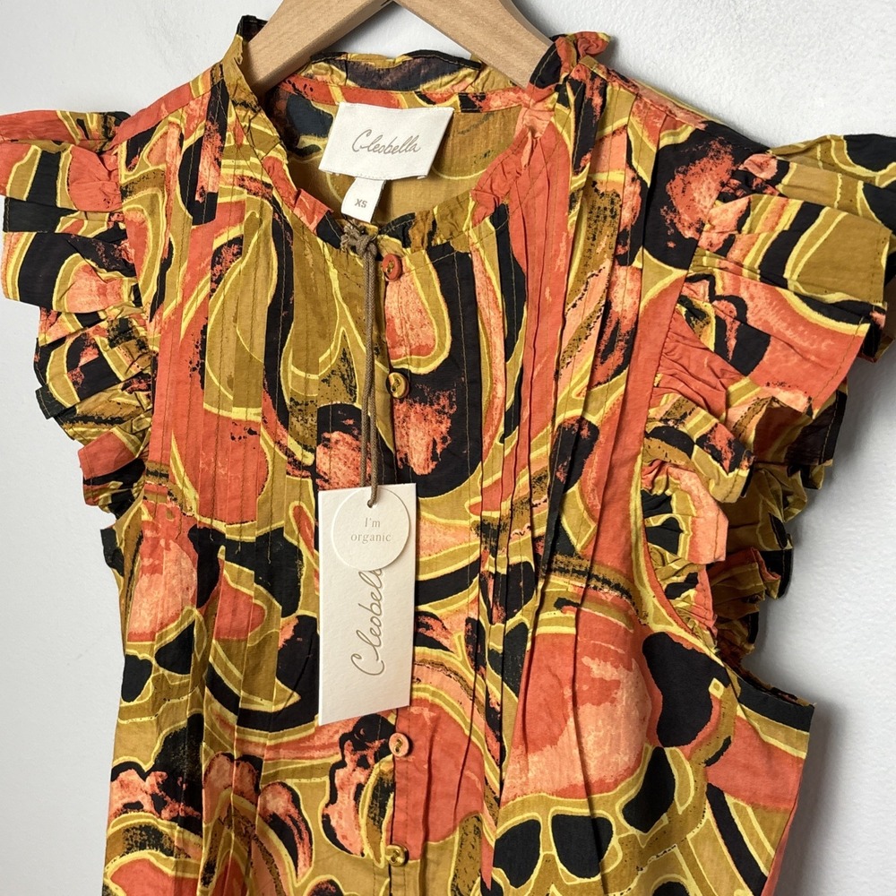 Cleobella Sz XS Maritza Blouse Osaria Print Organic Cotton GOTS‎ NEW Defect
